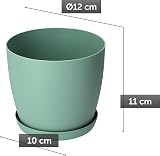 B2C Flower Pots 8 Sizes 6 Colours Matt Plastic Planter with Saucer Green 12 cm view 6