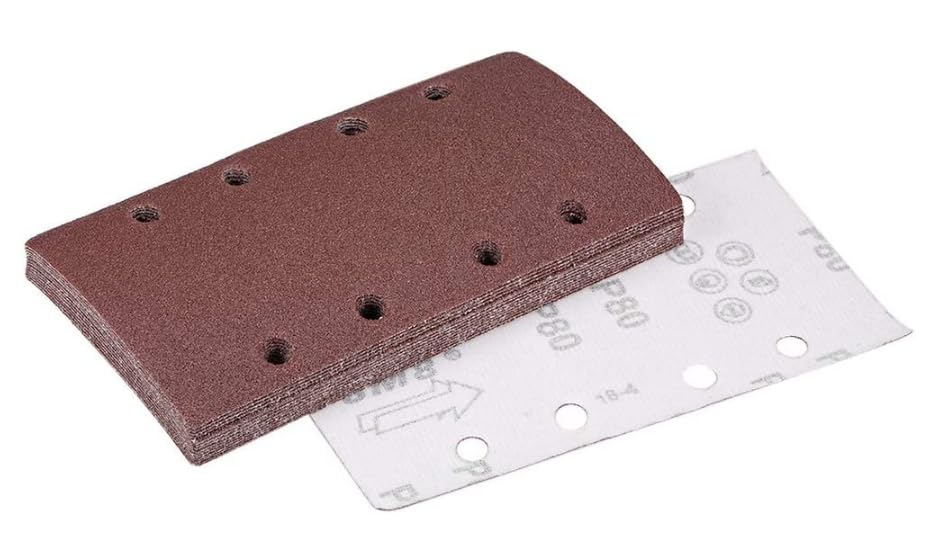 MACHSWON 80 Grit Sanding Sheet Sander Sandpaper Hook and Loop Pads 8 Hole 15pcs for 1/3 sander โ image 1