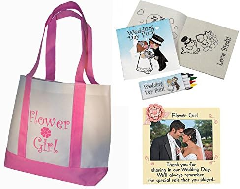 Best Flower Girl Gifts Set: Tote Bag, Picture Frame, Wedding Day Kids Activity kits