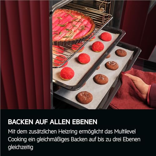 AEG Einbaubackofen, Serie 5 Ringheißluft: Gleichmäßige Garergebnisse auf 3 Ebenen, Pyrolyse Selbstreinigung, 45 Automatikprogramme, LED-Touchdisplay, Schnellaufheizung, Schwarz, TU5PB40WSK 5