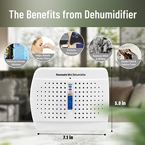 Rechargeable Small Dehumidifier, Moisture Absorber for Closed Spaces