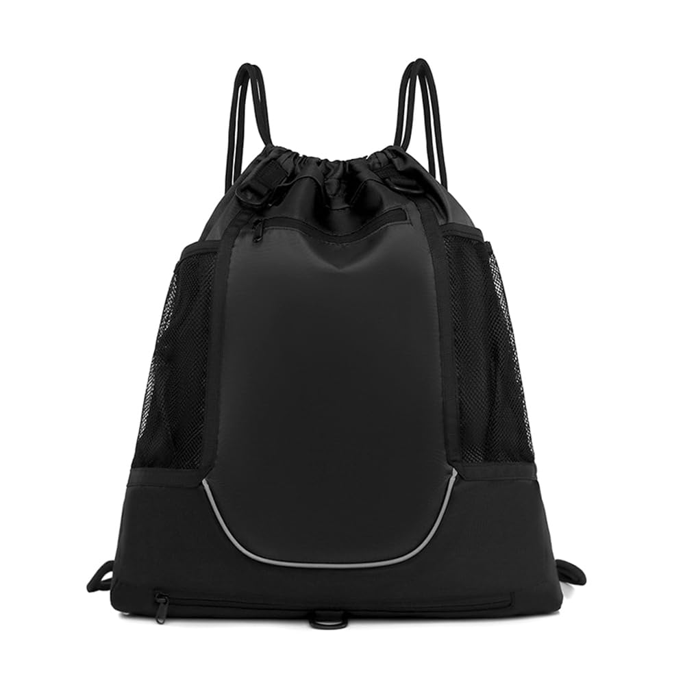 POFET Drawstring Basketball Backpack for Boys Girls, Foldable Football Volleyball Bag Sports Sack with Detachable Ball Mesh Bag for Gym Baseball And Yoga