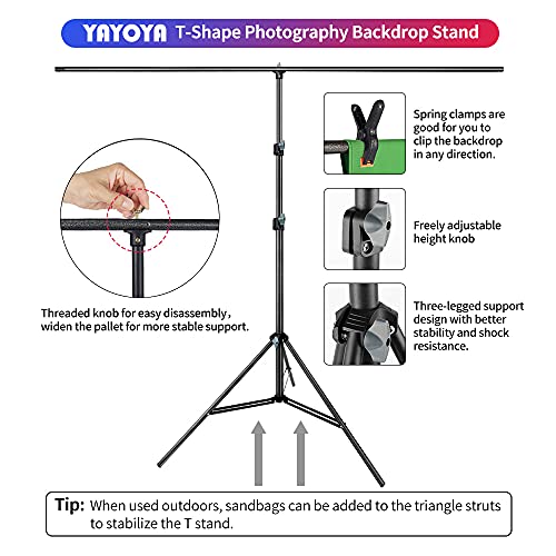 YAYOYA Green Screen Backdrop Kit with Stand 5ft X 6.5ft, Green Backdrop