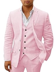 HUUTOE Pink Men Linen Suits Linen Suits for Men