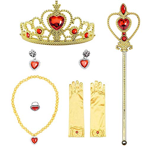 Princess Snow White Costume Accessories with Crown+Wand+Gloves+Necklace+Earring+Ring