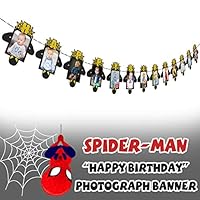 AERZETIX Spiderman Birthday Decorations Black & Gold Happy Birthday Photo Banner for Newborn Baby / Children Photograph Picture Birthday Party Decoration