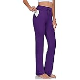 ADANIKI Womens Yoga Pants with Pockets Straight-Leg Loose Comfy Modal Drawstring Lounge Running Long Active Casual Sweatpants