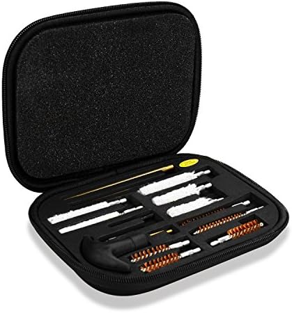 Pistol Handgun Cleaning Kit and Case - 16 Piece, Universal Cleaning Kit Rods 22 357 38 40 44 45 9mm Small Compact Travel Size Black Portable Metal Brushes