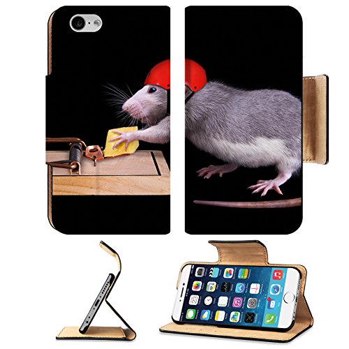 Liili Premium Apple iPhone 6 iPhone 6S Aluminum Snap Case A rat is trying to steal a piece of cheese that is bait in a rat trap She is wearing a helmet on to protect her IMAGE ID 8576161