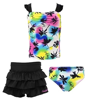 Amazon Anap Girl ヤシの木柄3点set水着 ブラック M ファッション Amazon Anap Girl ヤシの木柄3点set水着 ブラック M ファッション