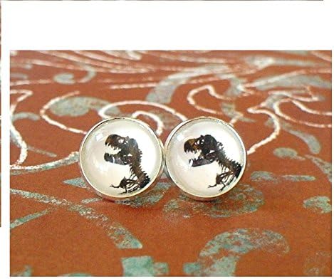 Black and White T.Rex dinosaur Fossil bone Stud earrings