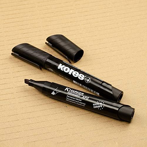 - K-Marker XP2: Farbige Permanent Marker Stifte, Keilspitze mit wasserfester und geruchsarmer Tinte, für alle Oberflächen, Einzelpackung mit 6 farbigen Stiften
