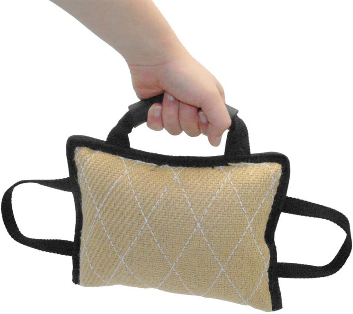 NCONCO Pet Dog Bite Tug Toys Durable Dog Linen Bite Pillow Dog Pull Toy with 3 Handles for Dog Training
