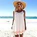 Franterd Women Mini Dress Summer Evening Party Beach Backless Skirts Sundress (S) White