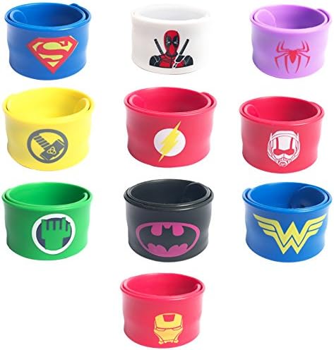 Yuuzz Kids Slap Bracelet Superhero Style Boys &amp; Girls Party Birthday Gift Supplies 10 Pack