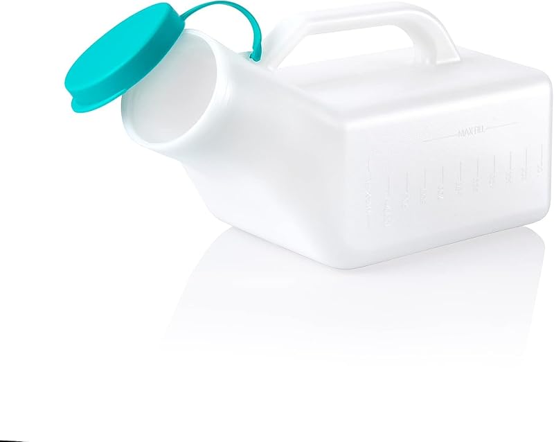 ALIA Male Urinal Bottle 1000ml Pack of 2 Secure Cap Easy Grip Handle