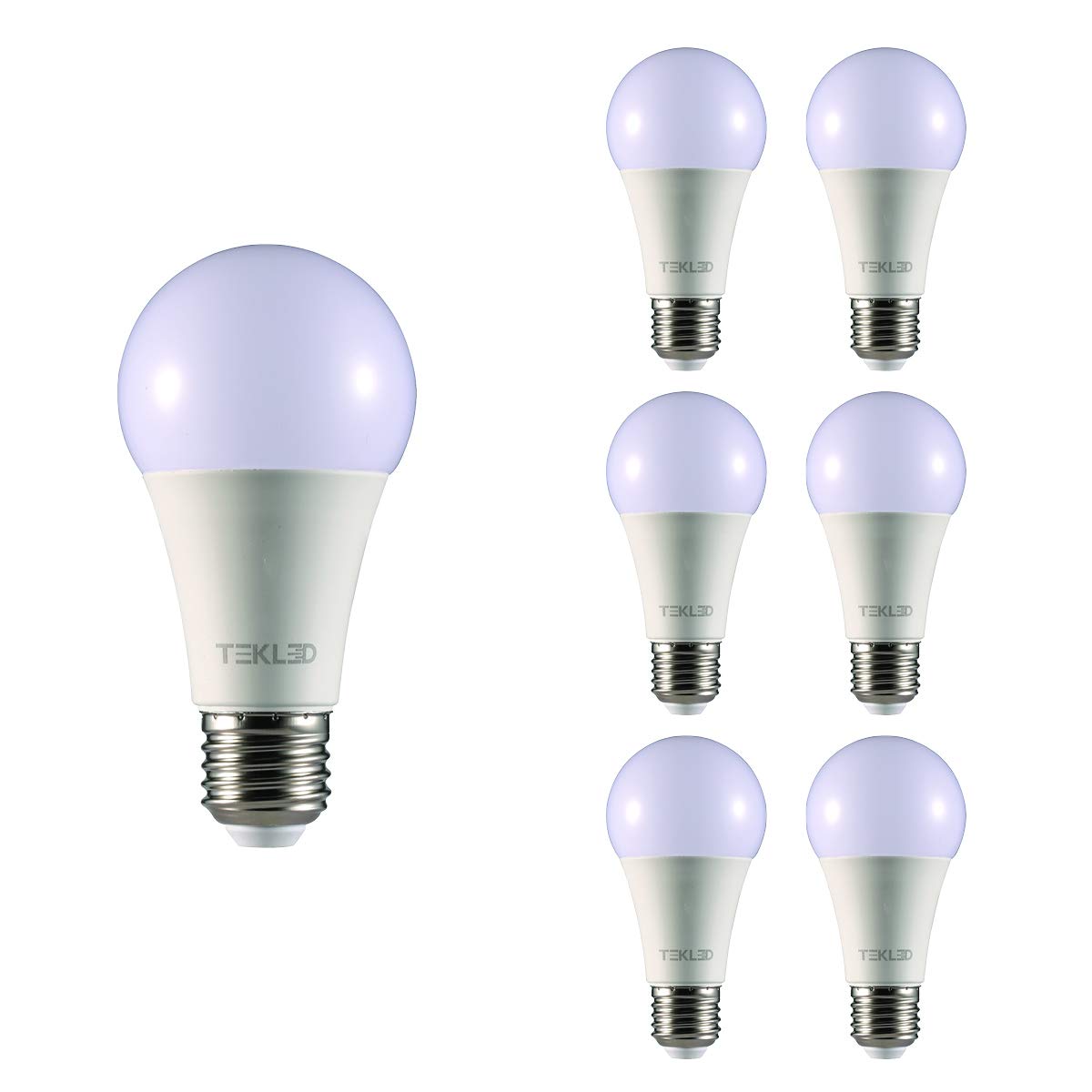 TEKLED® A60 LED Bulbs | E27 Edison Screw | Energy Saving 12W Light Bulb 100W Incandescent Bulb Equivalent | 2700K 1020LM NONDIMMABLE | 6-Pack | Warm White