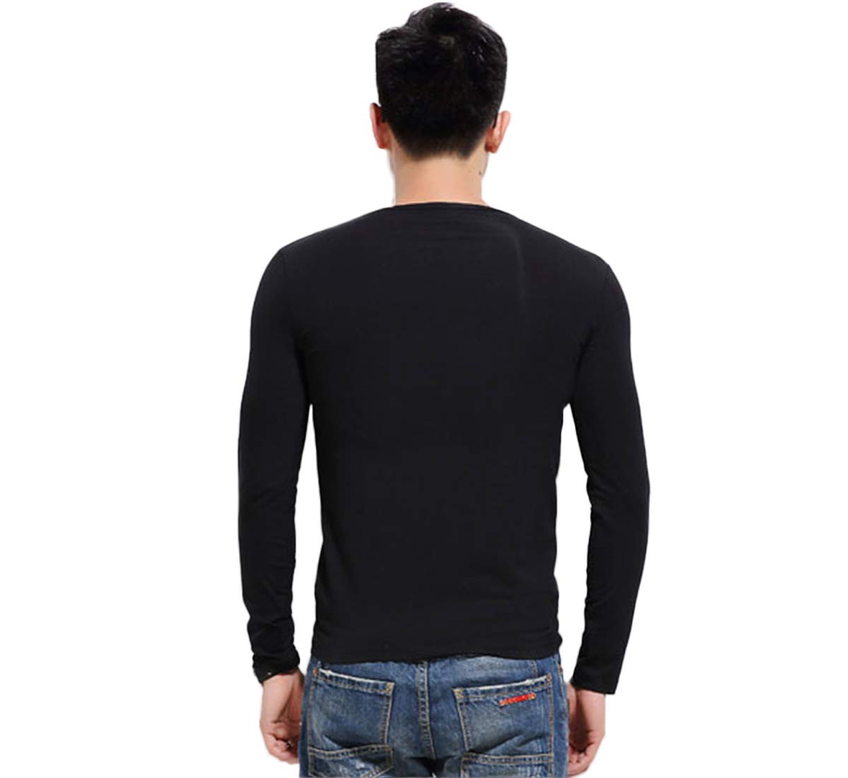 長袖 Tシャツ メンズ ロング シャツ カットソー（2PC black/white XL）