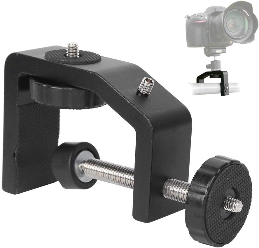 EBTOOLS Camera C Clamp,Large Aluminium Alloy Black C Clamp Mount Fixed Desktop Bracket Replacement for Flashlight Camera Tripod Photography - Image 5