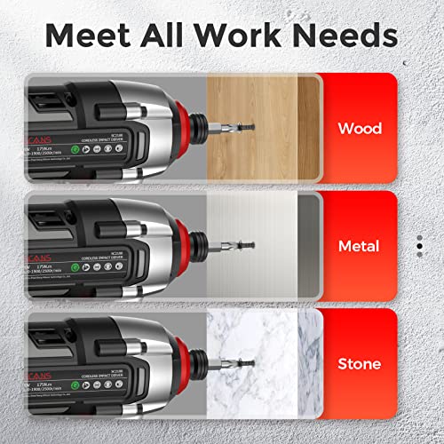 Cordless Impact Driver Set, SCANS 20V Brushless Impact Driver kit, 1550In.lb Max Torque, 2500RPM, 1/4