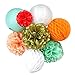 SUNBEAUTY Coral Mint Peach Paper Lanterns Honeycomb Balls Tissue Pom Poms Flower Home Party Backdrop Wedding Baby Shower Event Decoration