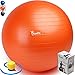 LuxFit Exercise Ball, Premium Extra Thick Yoga Ball '2 Year Warranty' - Swiss Ball Includes Foot Pump. Anti-Burst - Slip Resistant! 45cm, 55cm, 65cm, 75cm, 85cm Size Fitness Balls (Orange, 65cm)
