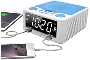 HANNLOMAX HX-300CD Top Loading CD Player, PLL FM Radio, Digital Clock, 1.2" White LED Display, Dual Alarms, Dual USB Ports fo