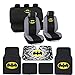 BDK Batman Car Seat Covers Gift Set - Officially Licensed Warner Brothers Auto Accessories Bundle, Includes Car Seat Covers with Car Floor Mats and Sunshade, C1304