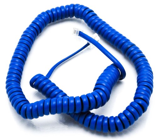 Telephone Cord Handset Curly - Phone Color Classic Blue 15ft - Works on virtually all Trimline Phones and Princess Telephones - Landline Telephone Accessory iSoHo Phones