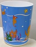 Ocean Creatures with Crab, Coral, Seahorse, Starfish Plastic Trash Can Wastebasket