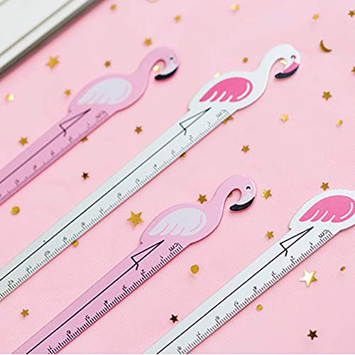 Fablcrew Flamingo Ruler 6"(15cm)Aluminum Straight Ruler for School /Office /Student(Pink&White)