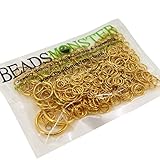 BeadsMonster Jewelry Findings Jump Rings, Size Randomly Mixed, Gold Color