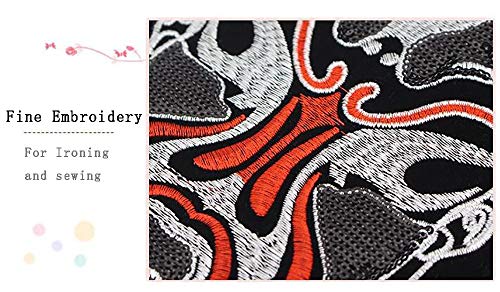 Chinese Peking Opera Facial Mask Patch, Fabric Embroidered Applique Iron On Sew On Emblem, Clothes Decals, Clothing Accessories, Clothes Hole Stickers (3Pcs) - Thumbnail 4