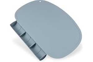 KALOVIN Silicone Placemat with Food Catching Pockets for Baby & Kid, Food Grade Silicone Non-Slip Toddler Food Place Mats with Raised Edges for Dining Table (Ether Color)