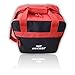 Beckly Super Bowling Tote -Bowling Bag- Fits Your Bowling Ball and Bowling Shoes- Single Bowling Ball Tote- Front Zippered Pocket and Inside Shoe Sleeves-Carry and Shoulder Straps, Black/Red