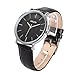 Kezzi Men's Minimalist Quartz Watch with Ultra-thin Black Dial and Calf Black Leather Strap k738