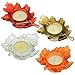 Fall Harvest Leaf Glass Tealight Candle Holders Set of 4 Thanksgiving