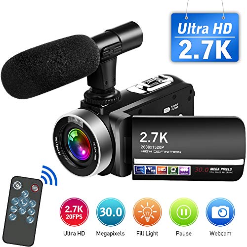 Videocmara-Cmara-de-Video-27K-Videocamara-Full-HD-30MP-con-Micrfono-Control-Remoto-Videocmara-Pantalla-Tctil-Giratoria-y-Funcin-de-Cmara-Web