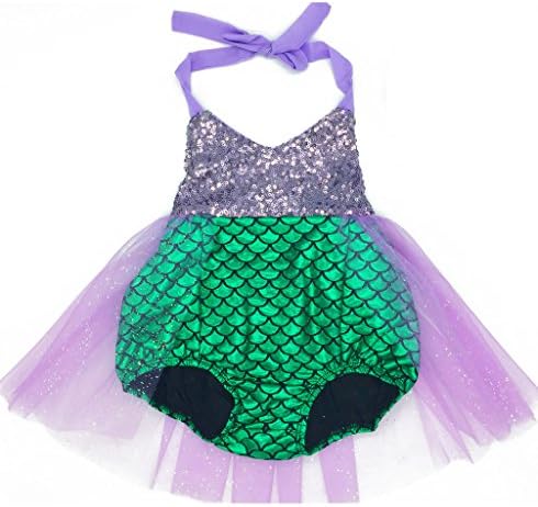 Royal Cutie Baby Girls Sequin Green Mermaid Romper Princess Costume Birthday Swimsuit
