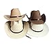 TINKSKY Cowboy Sun Hat Wide Brim Hat Summer Beach Straw Cap Foldable Caps (Beige)
