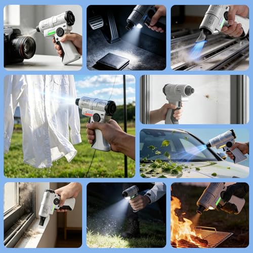 yAyusi Rechargeable Electric Dust Collector,130000 RPM High Power Electric Air Dust Collector,with LED,Continuous Speed Control,Suitable for Outdoors,Home and Cars