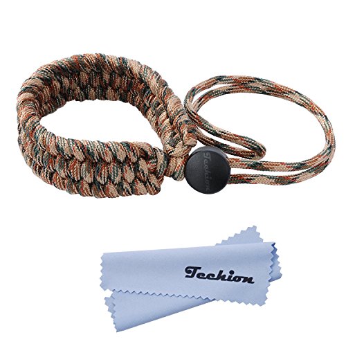Techion Braided 550 Paracord Adjustable Camera Wrist Strap / Bracelet for Cameras, Binoculars, and other Stuff (Desert Camo)