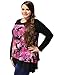 uxcell Women Plus Size Floral Prints Irregular Hem Tiered Tunic Top 2X Black