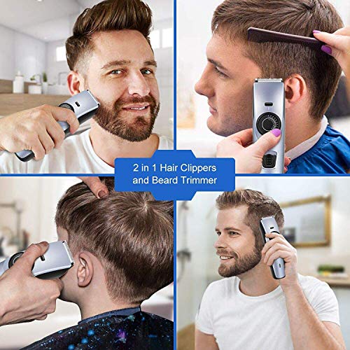 Beard Trimmer Hair Clipper for Men, WizPower Hair Trimmer Mustache Trimmer Cordless Hair Cutting Groomer kit With 2 Combs Hair Precision Trimmer USB Rechargeable