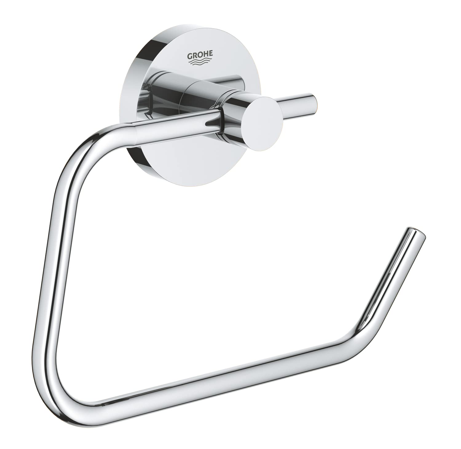GROHE Start QuickFix Toilet Roll Holder without Cover (Metal, Concealed Fastening, Including Screws and Dowels, Extra Easy to Fit with GROHE QuickGlue), Size 44 x 119 mm, Chrome, 41200000