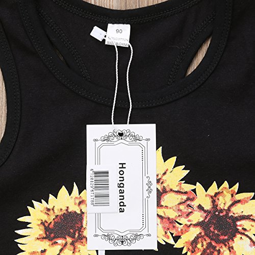 2Pcs/Set Fashion Toddler Kids Baby Girl Sleeveless T-Shirt Top+Floral Denim Shorts Outfits (Style 2, 1-2 Years) - Thumbnail 3