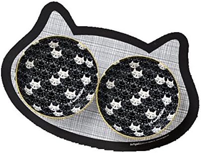 (2) Whisker Safe Shallow Ceramic Pet Bowls with Placemat Set