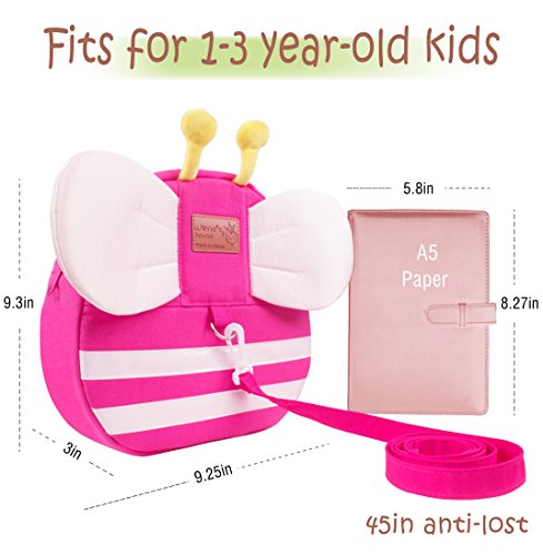 Volens Toddler Backpack Kids Preschool Backpack for Girls with Safety Leash,Pink - Thumbnail 2