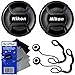Nikon LC-52 Snap on Front Lens Cap for 18-55mm, 55-200mm, 24mm f/2.8D, 28mm f/2.8D, 35mm f/1.8G, 35mm f/2.0D, 40mm f/2.8G, 50mm f/1.4D, 50mm f/1.8D & 85mm f/3.5G Lenses + Universal Lens Cap Keeper w/ HeroFiber Ultra Gentle Cleaning Cloth (2 pack)