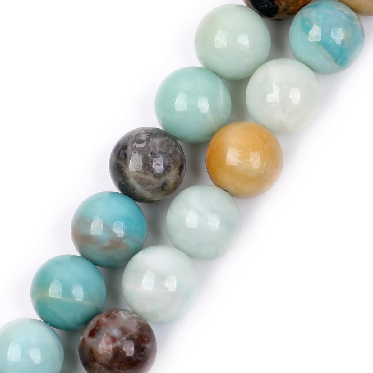 GEM-Inside Natural 14mm Amazonite Round Gemstone Semi Precious Loose Beads for Jewellery Making 15''